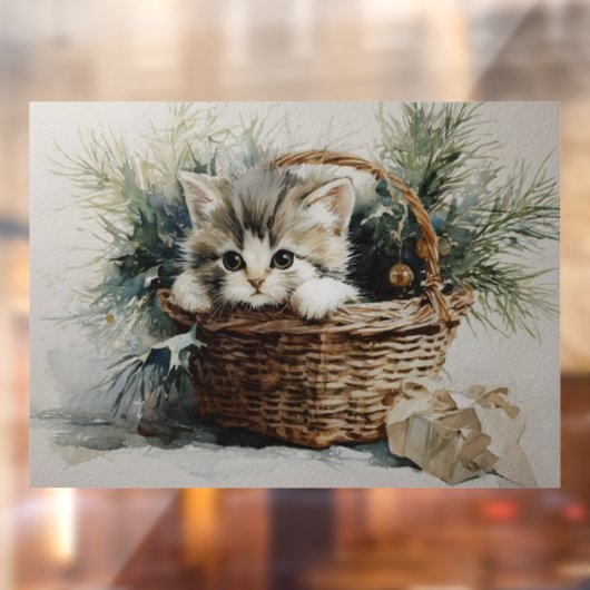 バスケットに入った子猫 ウィンドウサイン (シート2)