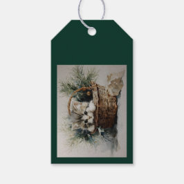 バスケットに入った子猫 ギフトタグ