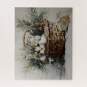 バスケットに入った子猫 ジグソーパズル (縦)