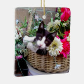 バスケットに入った子猫 セラミックオーナメント (右)