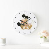 バスケットに入った子猫 ラージ壁時計 (ホーム)