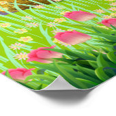 バスケットに入った復活祭のかわいいウサギパーソナライズされた ポスター (角)