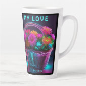 バスケットに入った明るい色の花のモノグラム | カフェラテマグ (右)