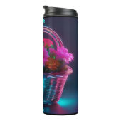 バスケットに入った明るい色の花のモノグラム | タンブラー (回転右)