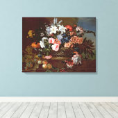 バスケットに入った花の静物詩 キャンバスプリント (インサイチュ (ウッドフロア))