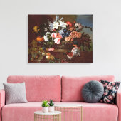 バスケットに入った花の静物詩 キャンバスプリント (インサイチュ (リビング))