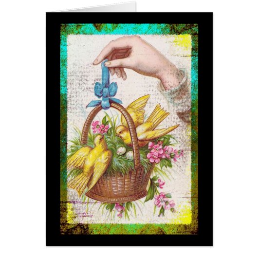 バスケットに入った黄色の鳥 (正面)