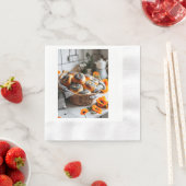 「バスケットに入った、おいしい香転がりのポピーの種 縁ありカクテルナプキン (インサイチュ)