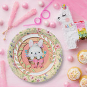 バスケットに座って可愛いイースターバニー ペーパープレート (パーティー)