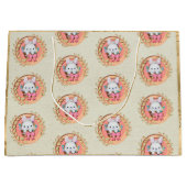 バスケットに座って可愛いイースターバニー ラージペーパーバッグ (正面)