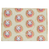 バスケットに座って可愛いイースターバニー ラージペーパーバッグ (裏面)