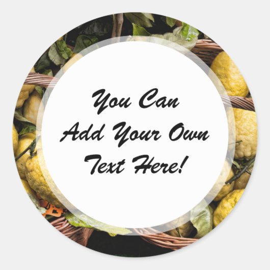 バスケットのエレガントでイタリアンなレモン ラウンドシール (正面)