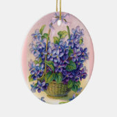 バスケットのオーナメントのヴィンテージのバイオレット セラミックオーナメント (右)
