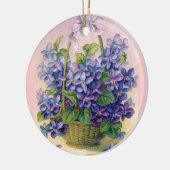 バスケットのオーナメントのヴィンテージのバイオレット セラミックオーナメント (左)