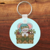 バスケットのクリスマスのマウス キーホルダー (正面)