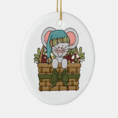 バスケットのクリスマスのマウス セラミックオーナメント (右)