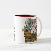 バスケットのクリスマスのマウス ツートーンマグカップ (正面右)