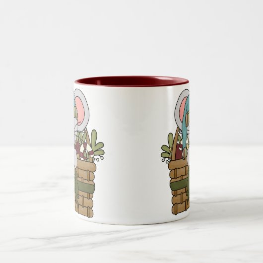 バスケットのクリスマスのマウス ツートーンマグカップ (中央)