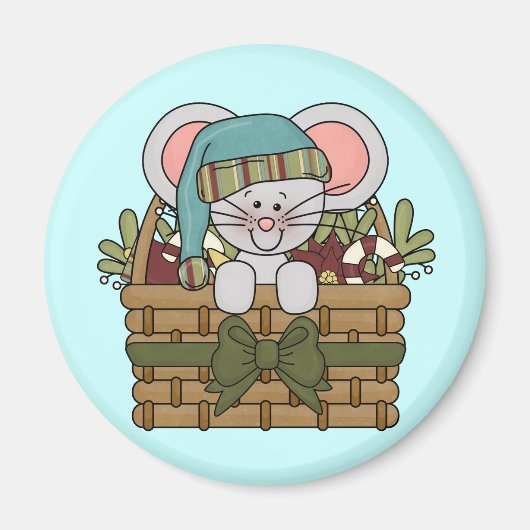 バスケットのクリスマスのマウス マグネット (正面)