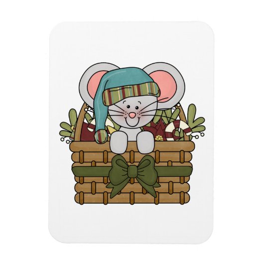 バスケットのクリスマスのマウス マグネット (縦)