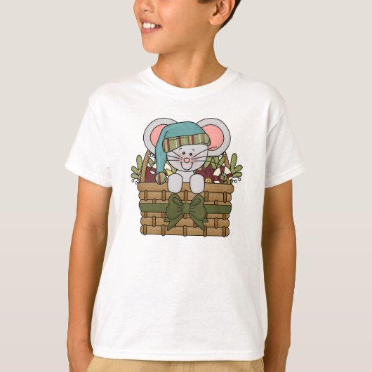 バスケットのクリスマスのマウス Tシャツ (正面)