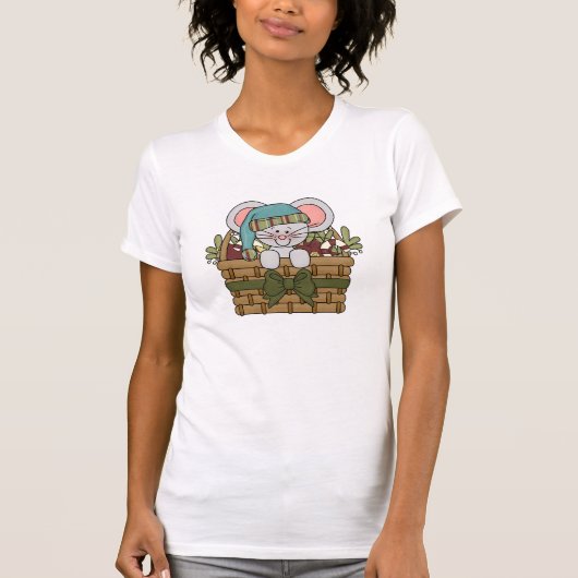バスケットのクリスマスのマウス Tシャツ (正面)