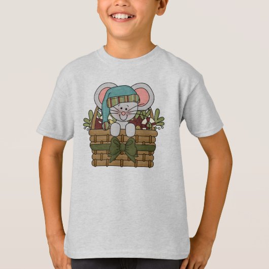 バスケットのクリスマスのマウス Tシャツ (正面)