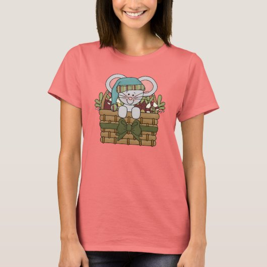 バスケットのクリスマスのマウス Tシャツ (正面)