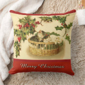 バスケットのクリスマスピローに3つのキテンス クッション (ブランケット)