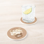 バスケットのクリーム色の白い花 コースター (側面)