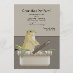 バスケットのパーティの招待状のGroundhog 招待状