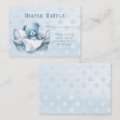 バスケットのベビーシャワーに青いテディベア エンクロージャーカード (正面/裏面)