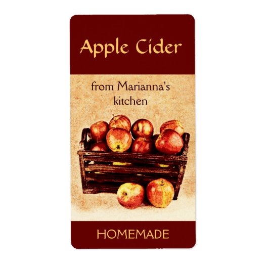 バスケットのリンゴのサイダーに新鮮な赤リンゴ ラベル (正面)