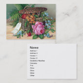 バスケットのヴィンテージのビクトリア時代の人のバラそしてシダ 名刺 (正面/裏面)