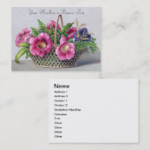 バスケットのヴィンテージのビクトリア時代の人のGloxiniaそしてシダ 名刺 (正面/裏面)