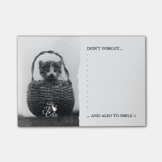 バスケットのヴィンテージの写真の猫 ポストイット