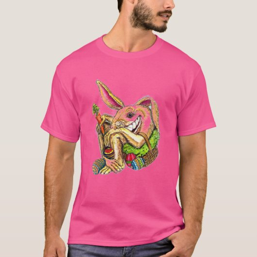 バスケットの中のクレイジーラビット Tシャツ (正面)
