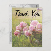 バスケットの中のピンクのバラ結婚の感謝 ポストカード (正面/裏面)