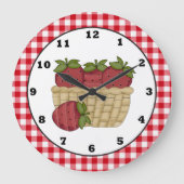 バスケットの壁時計のカントリーイチゴ ラージ壁時計 (正面)