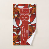 バスケットの多カスタムくのアスリート名赤い白 ハンドタオル (ハンドタオル)