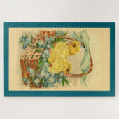 バスケットの子ガモ ヴィンテージ イースター インビテーション ジグソーパズル (横)