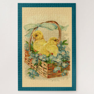 バスケットの子ガモ ヴィンテージ イースター インビテーション ジグソーパズル