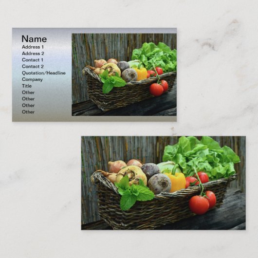 バスケットの感謝祭の野菜収穫 名刺 (正面/裏面)