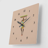 バスケットの種族の芸術のアフリカの種族の女性 スクエア壁時計 (傾斜)