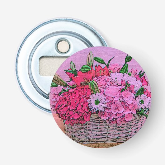 バスケットの絵画を開花します 栓抜き (正面)