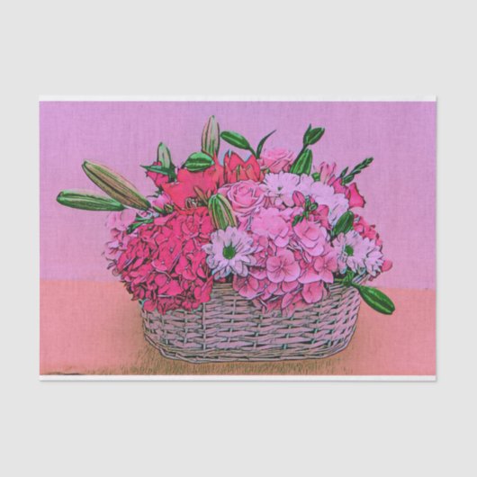 バスケットの絵画を開花します 薄葉紙 (正面)