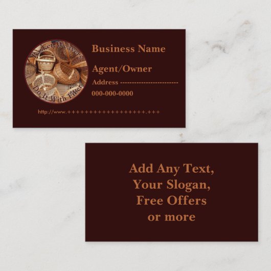 バスケットの織工は繊維-バスケットの織工とのそれをします 名刺 (正面/裏面)