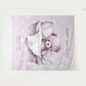 バスケットの背景にピンクのテディベア タペストリー (正面(横))