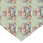 バスケットの花の狐 クッションと花を添えて ショートテーブルランナー (コーナー)