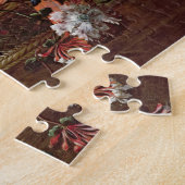 バスケットの花の静物画 ジグソーパズル (側面)